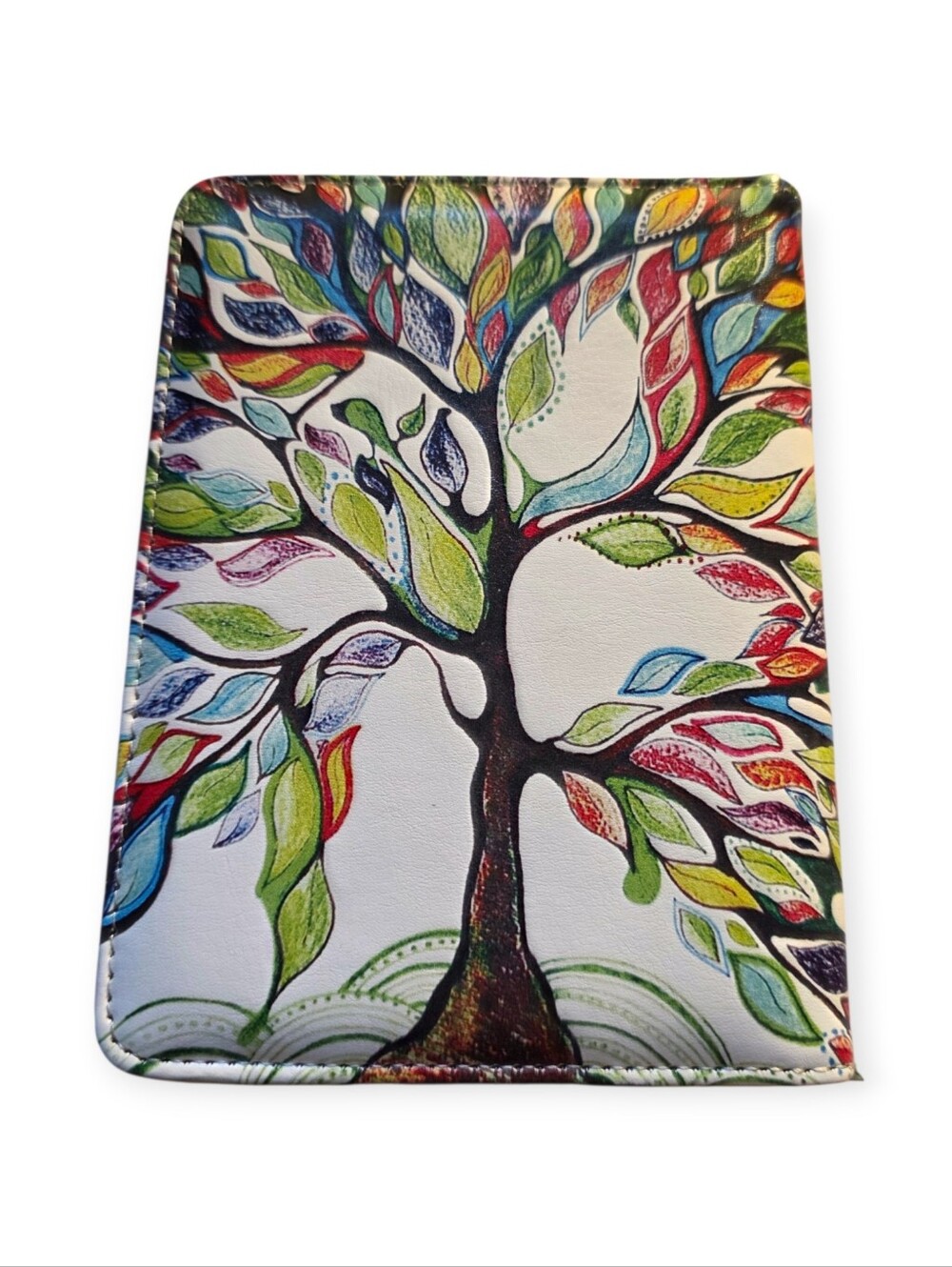 Colorful Tree of Life Passport Holder Travel Wallet Faux Leather - Picture 4 of 4